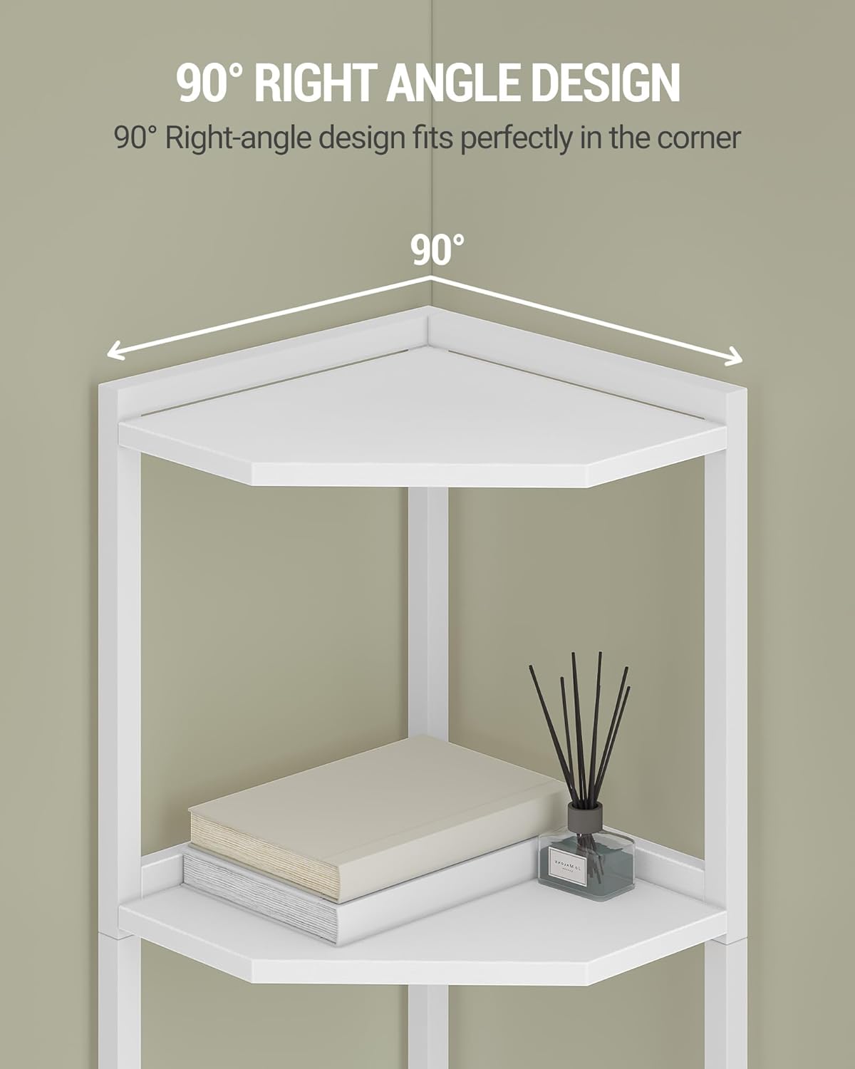 Hzuaneri Standing Corner 6 Tier Wood Ladder Shelf Space Saving CS06013W NEW