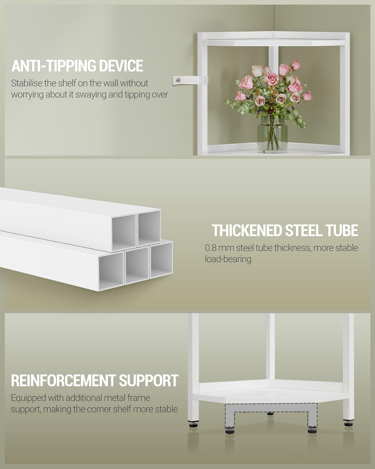 Hzuaneri Standing Corner 6 Tier Wood Ladder Shelf Space Saving CS06013W NEW