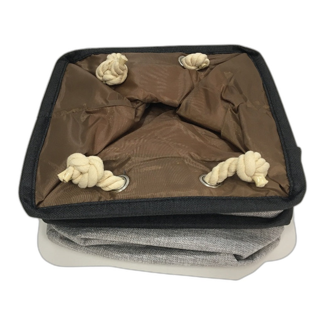 Simple Houseware 3 Pack Grey 33x33cm Fabric Storage Basket Bin Cotton Handle NEW