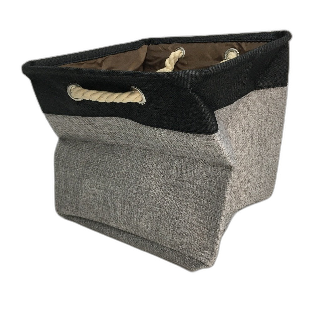 Simple Houseware 3 Pack Grey 33x33cm Fabric Storage Basket Bin Cotton Handle NEW