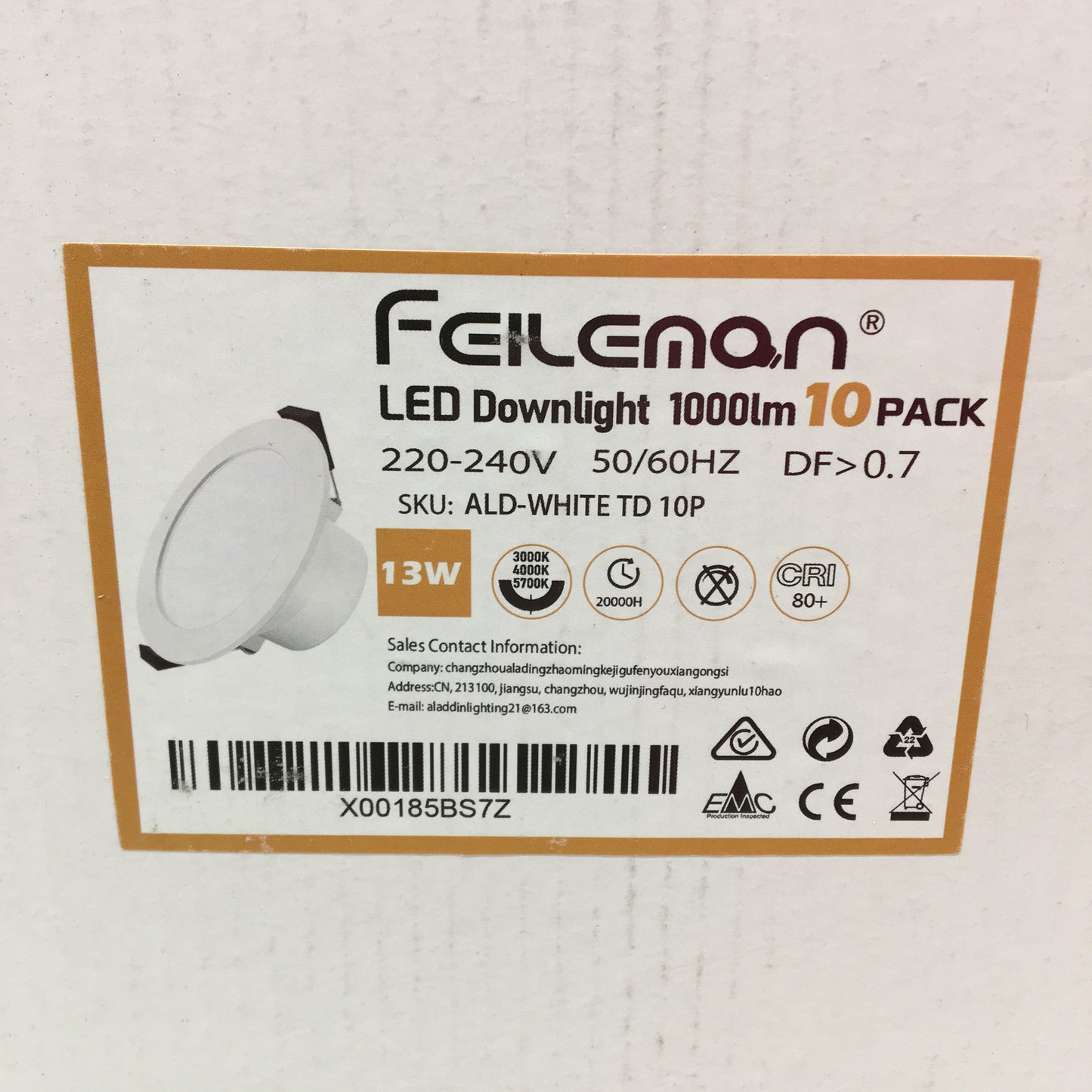 Feileman 10 Pack TD10P 13W 1000LM Ultra Thin Round LED Downlights DEMO