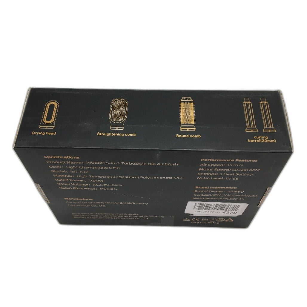 Wubbo 5 in 1 Multifunctional Styling Low Noise Hair Dryer Brush in Silver NEW