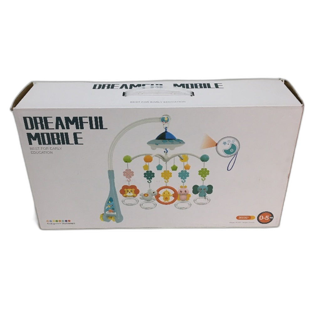 Baby Musical Crib Blue Spaceship Dreamful Hanging Mobile with Night Light NEW