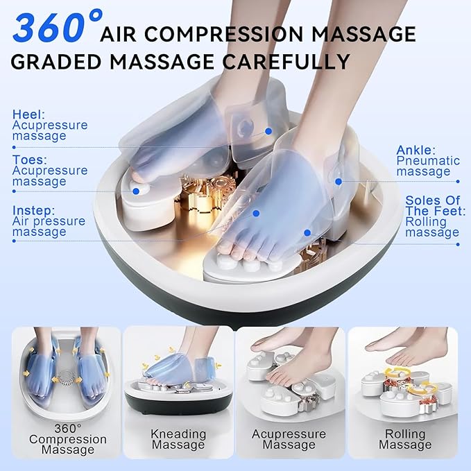 5 Mode 2 Temp Shiatsu 360 Full Wrap Foot Massager with Heat and Timer NEW