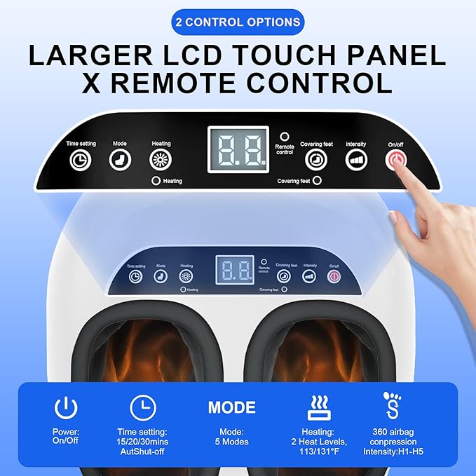 5 Mode 2 Temp Shiatsu 360 Full Wrap Foot Massager with Heat and Timer NEW