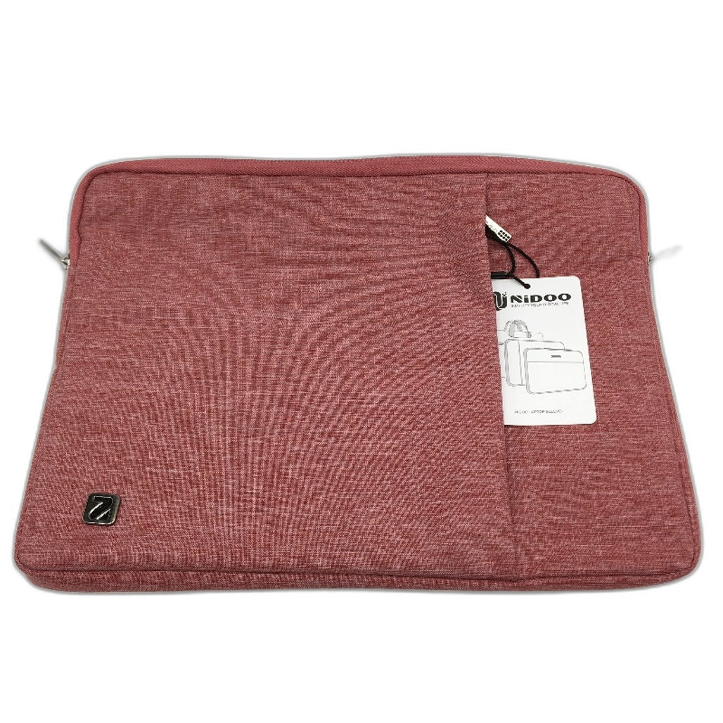 NIDOO 16 Inch Laptop Sleeve Fleece Lined Red Pouch with Pocket 25x35cm NEW