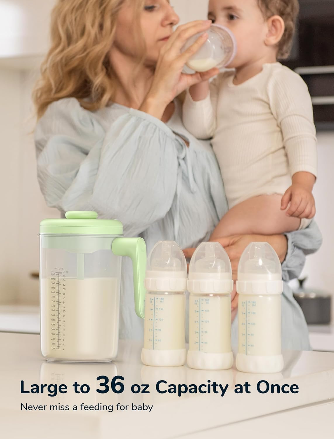 NehNehBaby Chargeable Electric BPA Free Baby Formula Mixing Pitcher in Green NEW