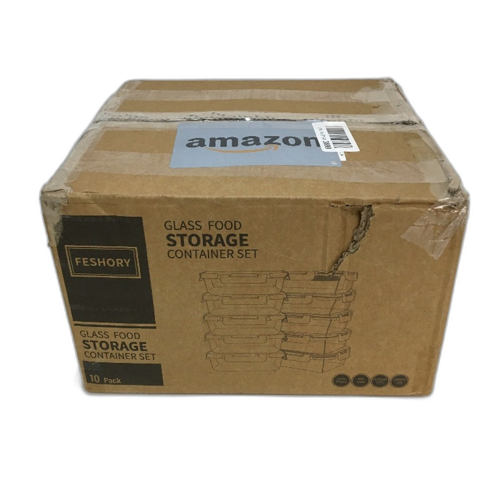 Feshory 10 Pack 1040ml Airtight Clear Glass Food Storage Containers NEW