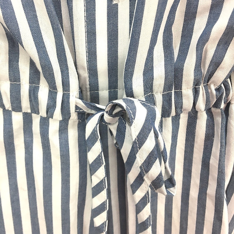 Grab Denim Blue Stripe L /Sleeve Button Up Draw String Dress Ladies Size 10 NEW