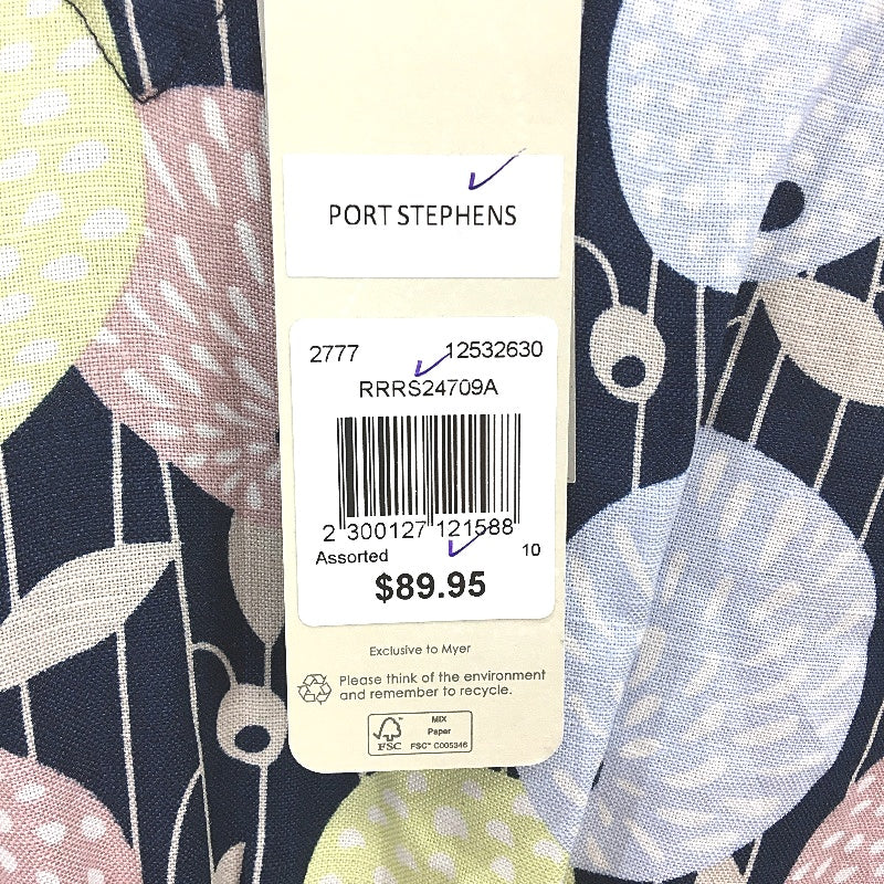 Regatta Myer European Linen Blend Navy Colourful Dress Ladies Size 10 NEW