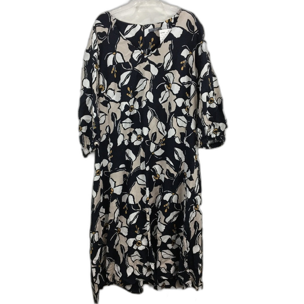 Regatta Myer Linen Blend Navy Floral Dress With Pockets Ladies Size 20 NEW