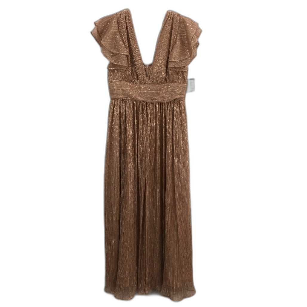 Tokito Myer Metallic Golden Blush Flowy Satin Lined Dress Ladies Size 10 NEW