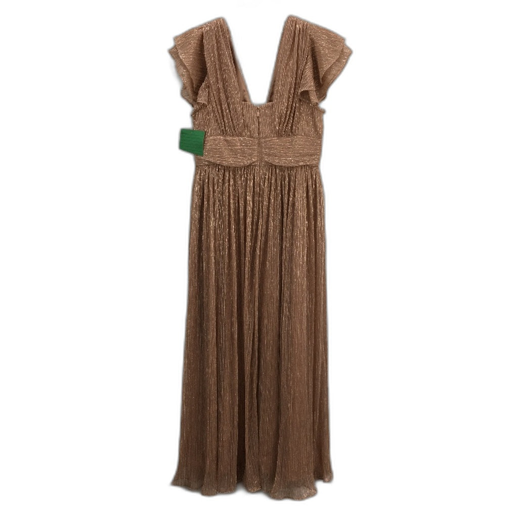 Tokito Myer Metallic Golden Blush Flowy Satin Lined Dress Ladies Size 10 NEW