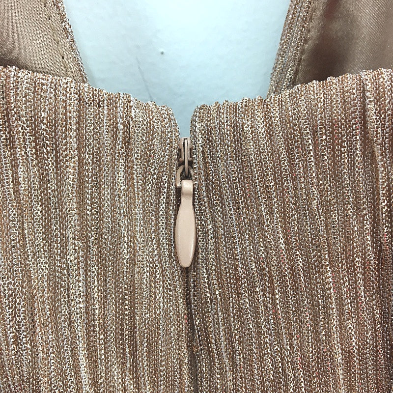 Tokito Myer Metallic Golden Blush Flowy Satin Lined Dress Ladies Size 10 NEW