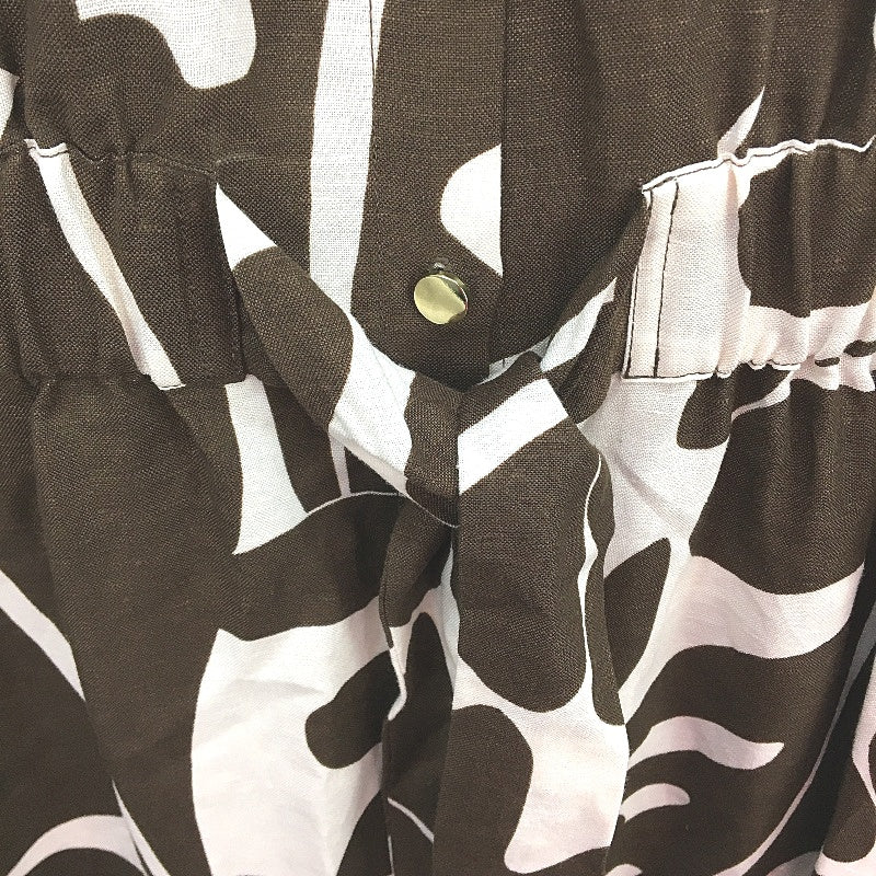 Preview Brown & Cream Patterned Linen Blend Shirt Dress Ladies Size 8 NEW