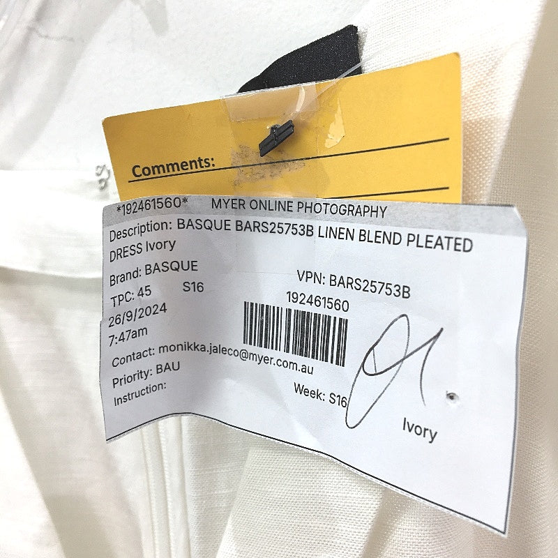 Basque Linen Blend Ivory Lightweight Summer Dress With Pockets Ladies ize 10 NEW