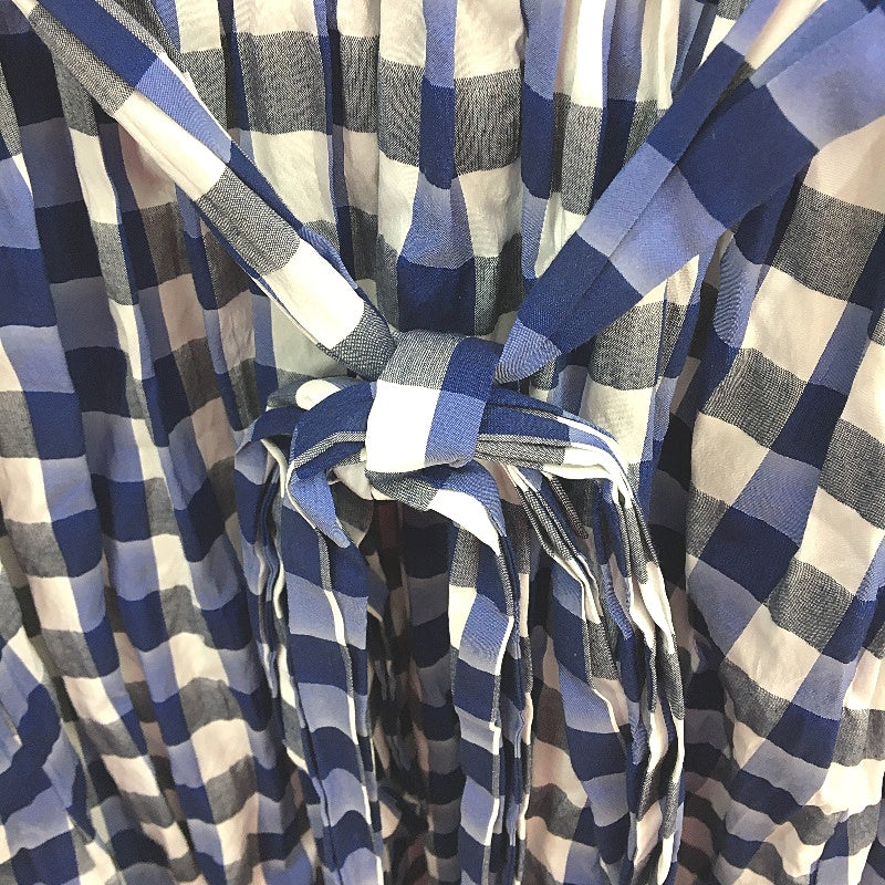 David Jones Blue Check Lightweight Summer Dress With Pockets Ladies Size 10