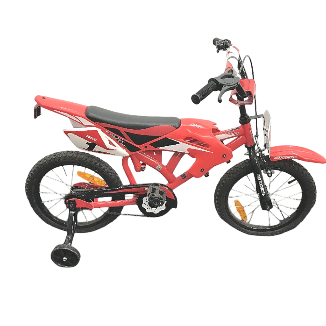Motocross Bike 40cm Red & Black Plastics With Training Wheels Kids Bicycle DEMO