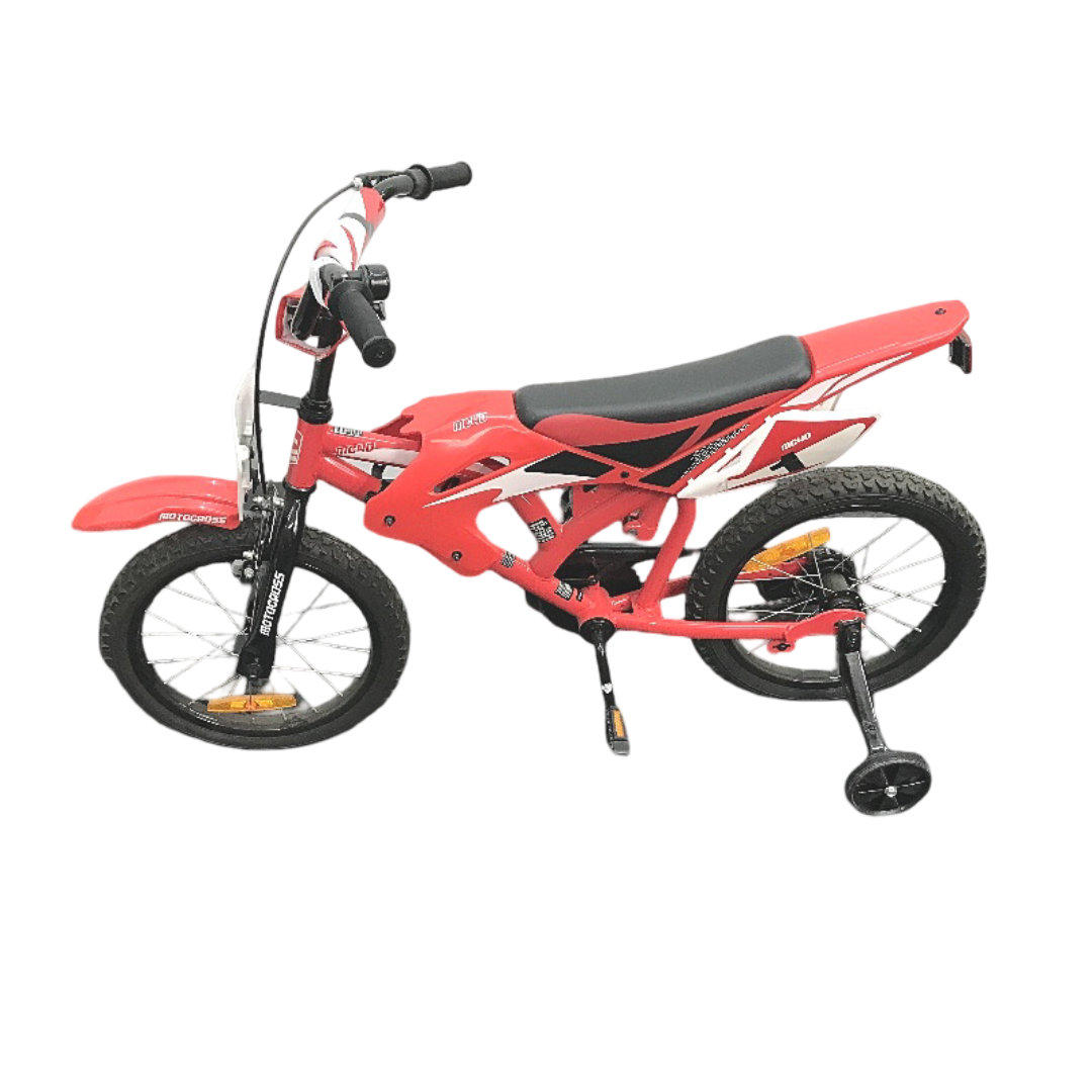 Motocross Bike 40cm Red & Black Plastics With Training Wheels Kids Bicycle DEMO