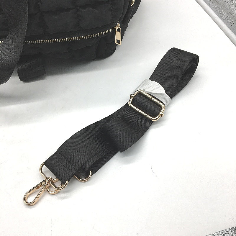 Sunway Soft Quilted Black With Gold Accents Puffy Travel Duffle Bag NEW