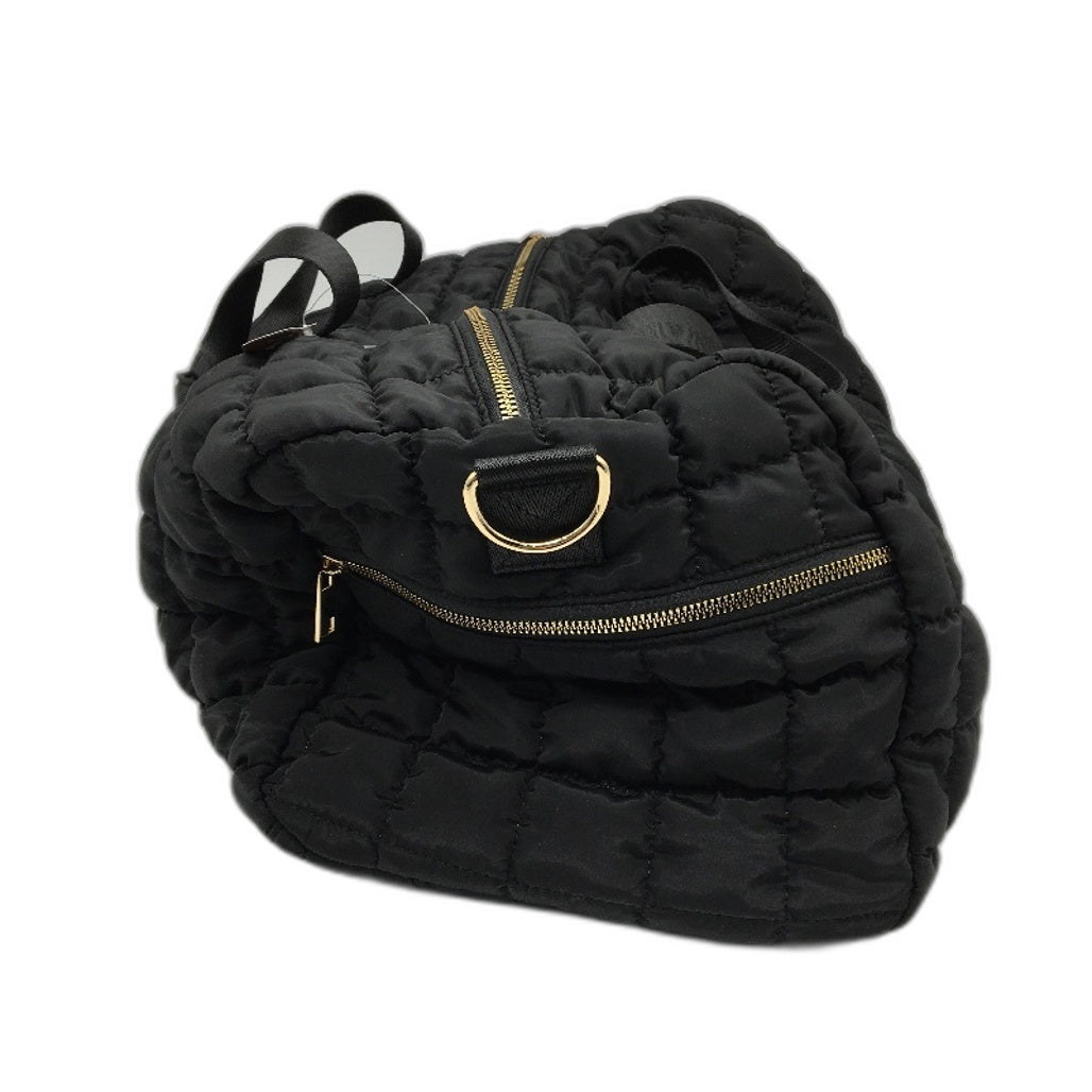 Sunway Soft Quilted Black With Gold Accents Puffy Travel Duffle Bag NEW