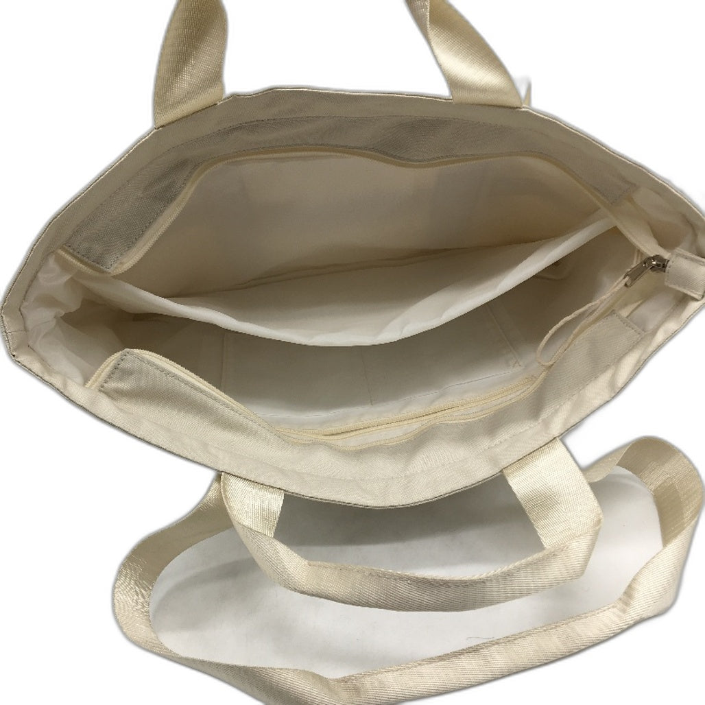 Everday Oversized Zip Up Cream Tote With Internal Seperator & Front Pocket NEW