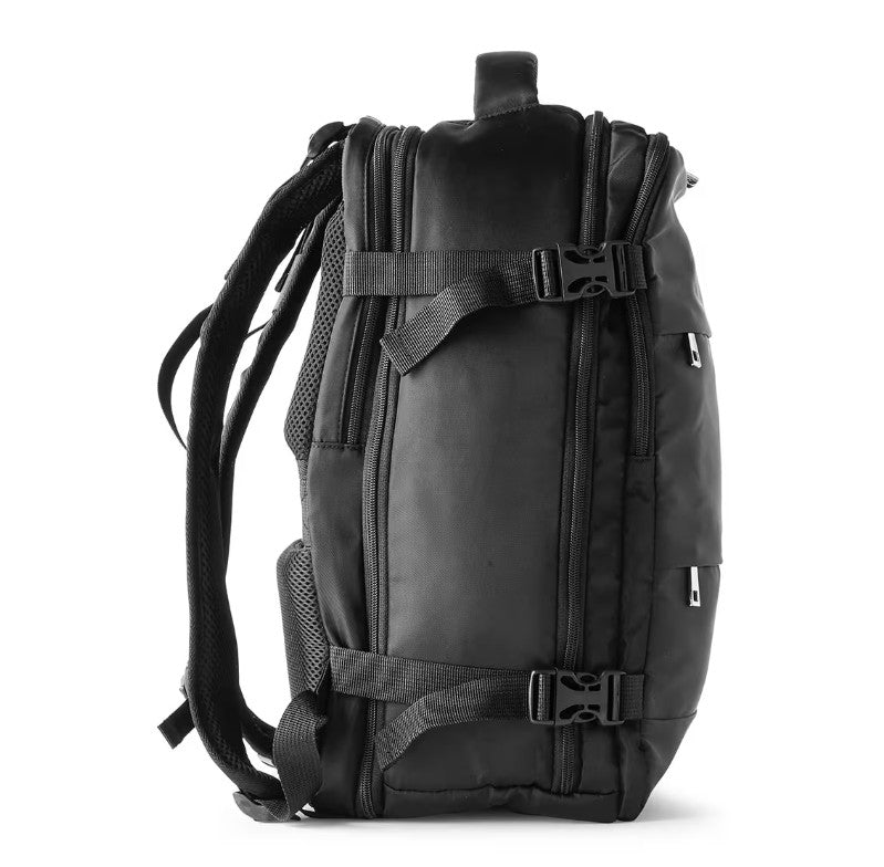 Everday Black Expandable Padded Back Travel Backpack With Trolley Sleeve NEW