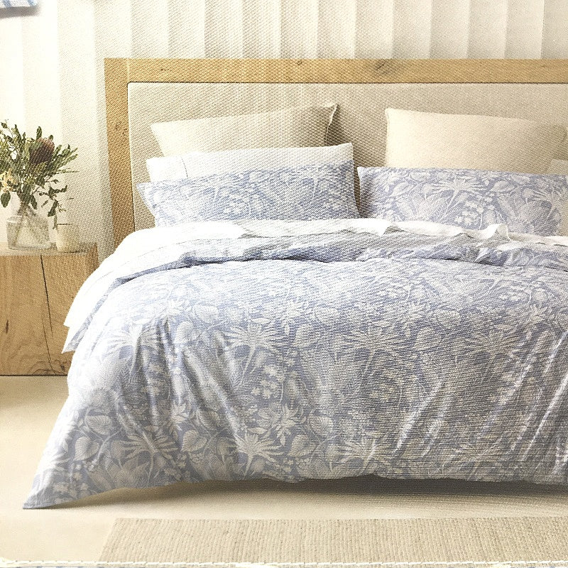 Kirkton House Australian Cotton Blue Flora Print Quilt Cover Set QUEEN Bed NEW