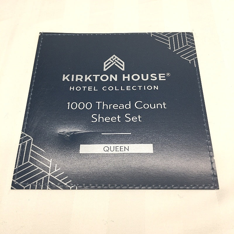 Kirkton House 1000TC White Sateen Cotton Fitted Sheet Set QUEEN Size NEW