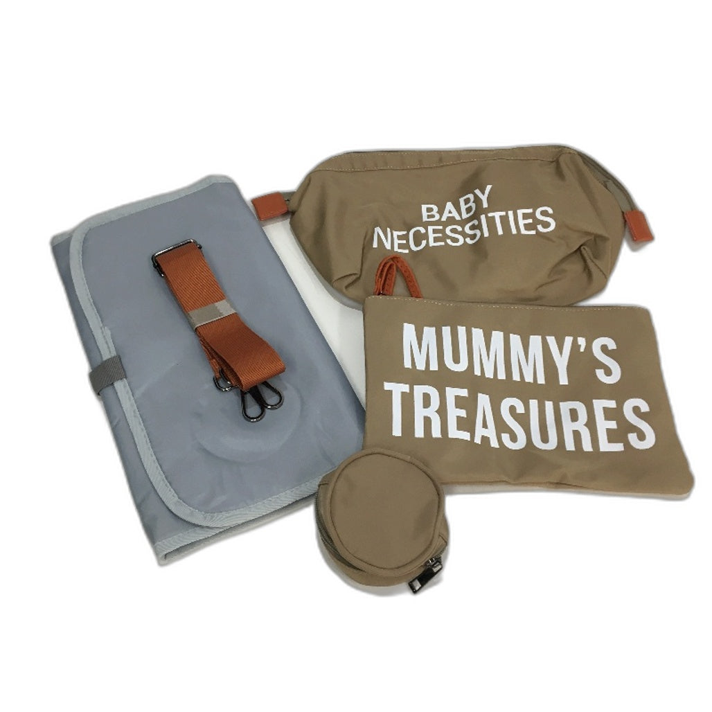 Mummy Diaper Bag With Pouches Pad & Adjustable Straps Large Capacity Khaki NEW