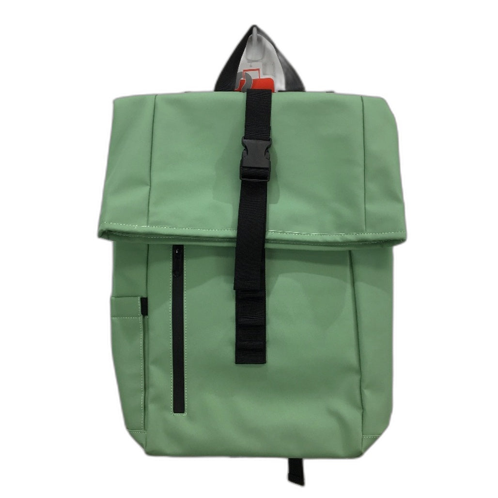 PU Roll Up Fold Over Flap & Buckle Backpack Padded With Bottle Holder Navy NEW