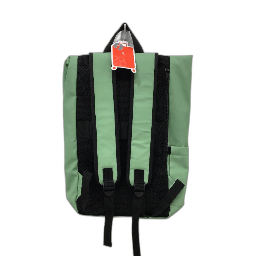 PU Roll Up Fold Over Flap & Buckle Backpack Padded With Bottle Holder Navy NEW