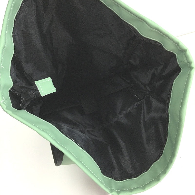 PU Roll Up Fold Over Flap & Buckle Backpack Padded With Bottle Holder Navy NEW