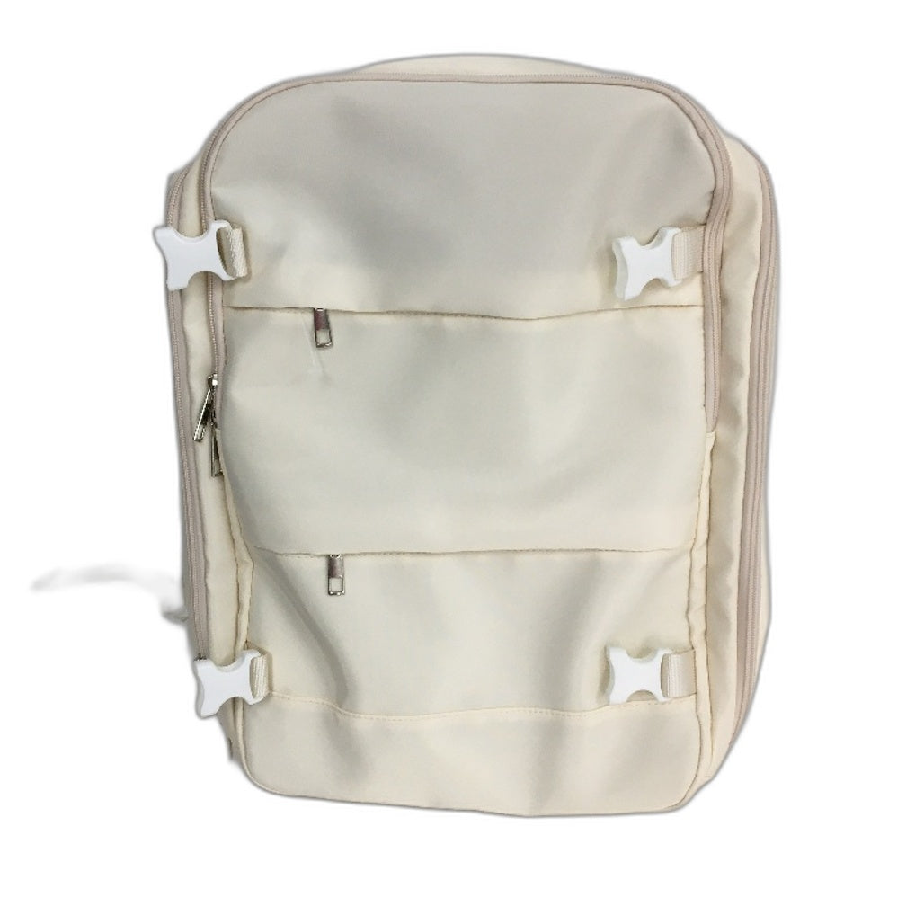 Expandable Travel Backpack Fully Openable Carry On Luggage Bag Cream NEW