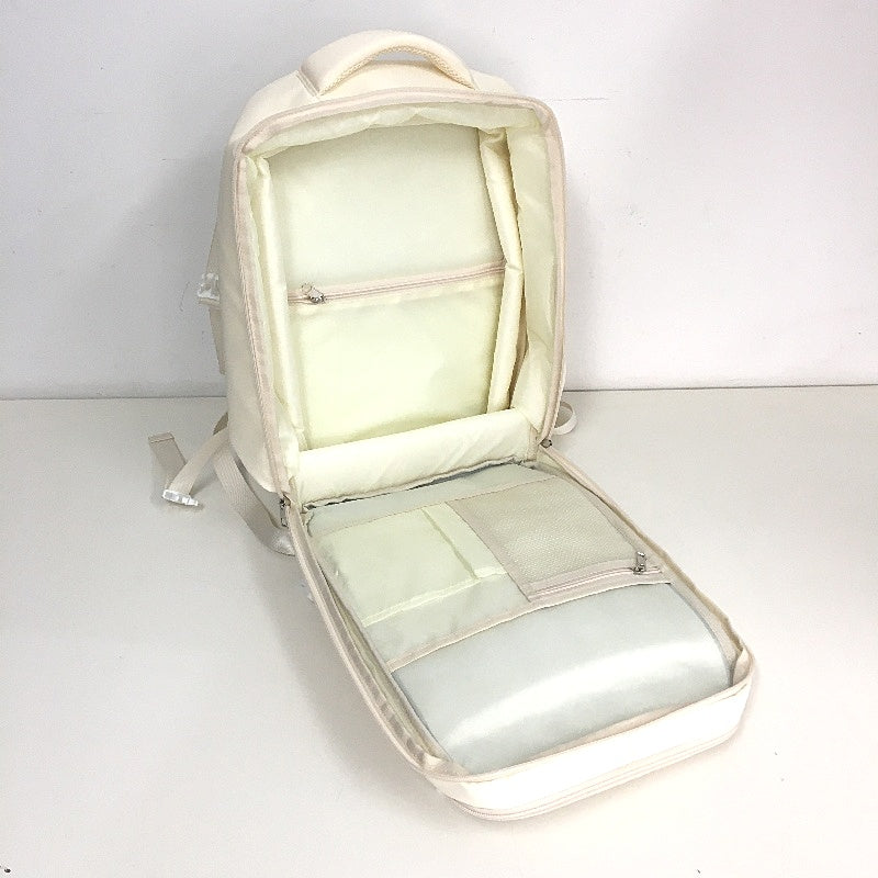 Expandable Travel Backpack Fully Openable Carry On Luggage Bag Cream NEW