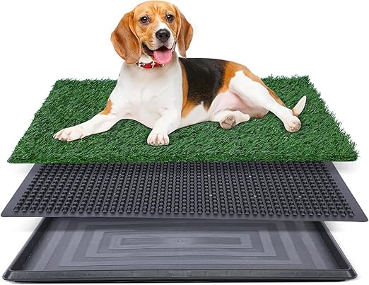 Pet Potty Training System 3 Piece Dog Indoor Balcony Grass Pad With Tray NEW