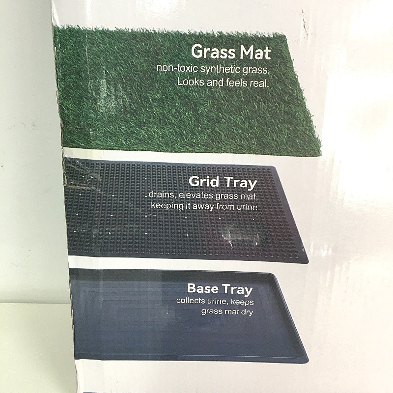 Pet Potty Training System 3 Piece Dog Indoor Balcony Grass Pad With Tray NEW
