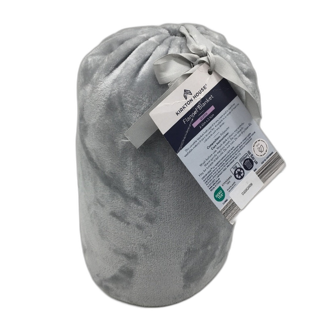 Kirkton House Soft & Cozy Warm Grey Flannel Blanket In Storage Bag QUEEN Bed NEW