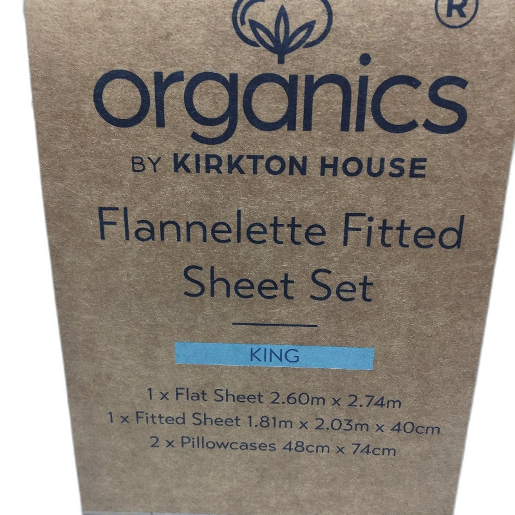 Organics by Kirkton House Flannelette Fitted Hushed Violet Sheet Set KING NEW