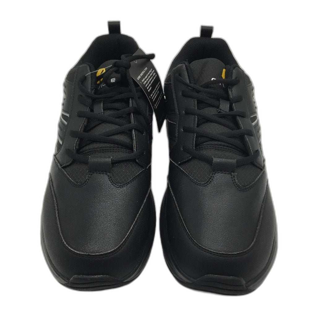 Fitville Black Low Top Sturdy Core Leather Look Sneakers Mens US 15 WIDE NEW