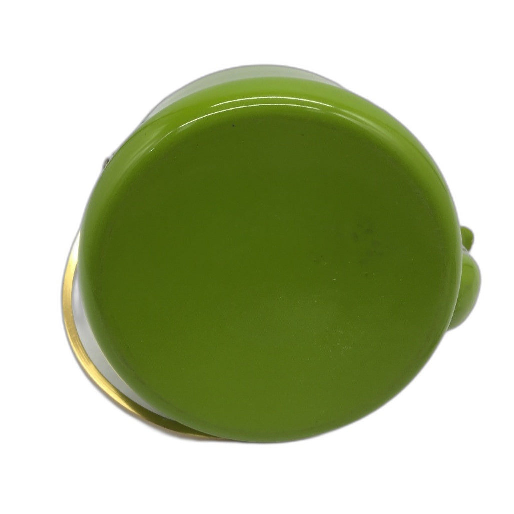 VINTAGE Lime Green Enamel Tea Water Kettle With Gold Colour Handle