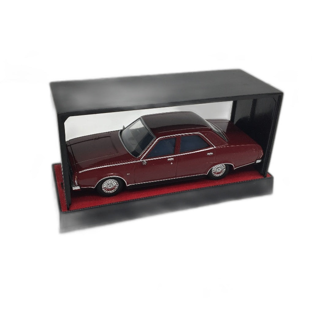 COLLECTABLE Top Gear Miniature Red Sedan Metal Die Cast Car In Plastic Frame