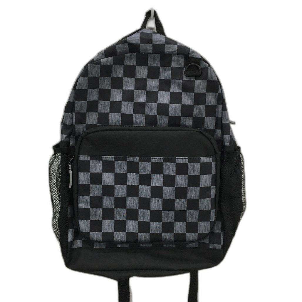Travelway Black & Grey Check Multi Compartment Youth Lightweight Backpack NEW
