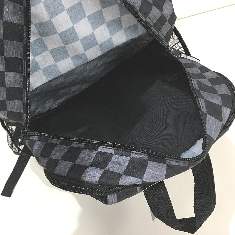 Travelway Black & Grey Check Multi Compartment Youth Lightweight Backpack NEW