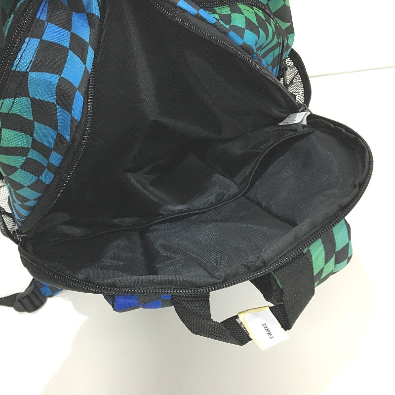 Travelway Black Green Check Multi Compartment Backpack & Drink Bottle Set NEW