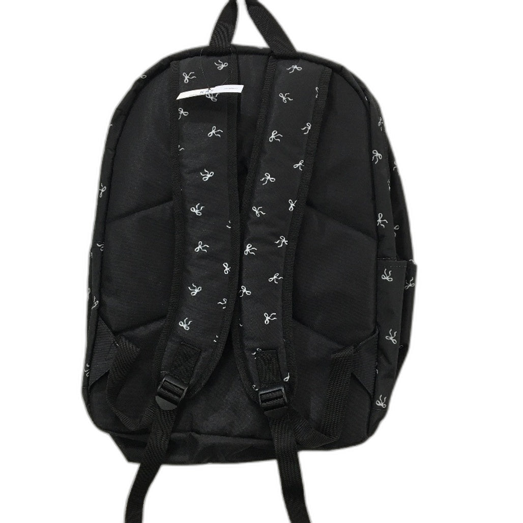 Travelway Black Mini Bows Multi Compartment Lightweight Gold Zips Backpack NEW