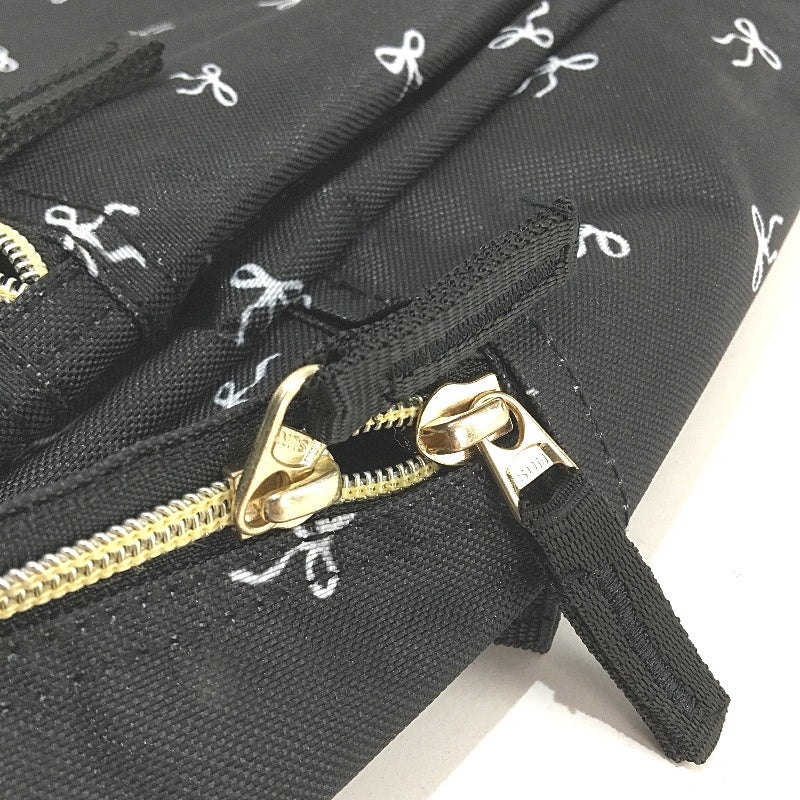 Travelway Black Mini Bows Multi Compartment Lightweight Gold Zips Backpack NEW