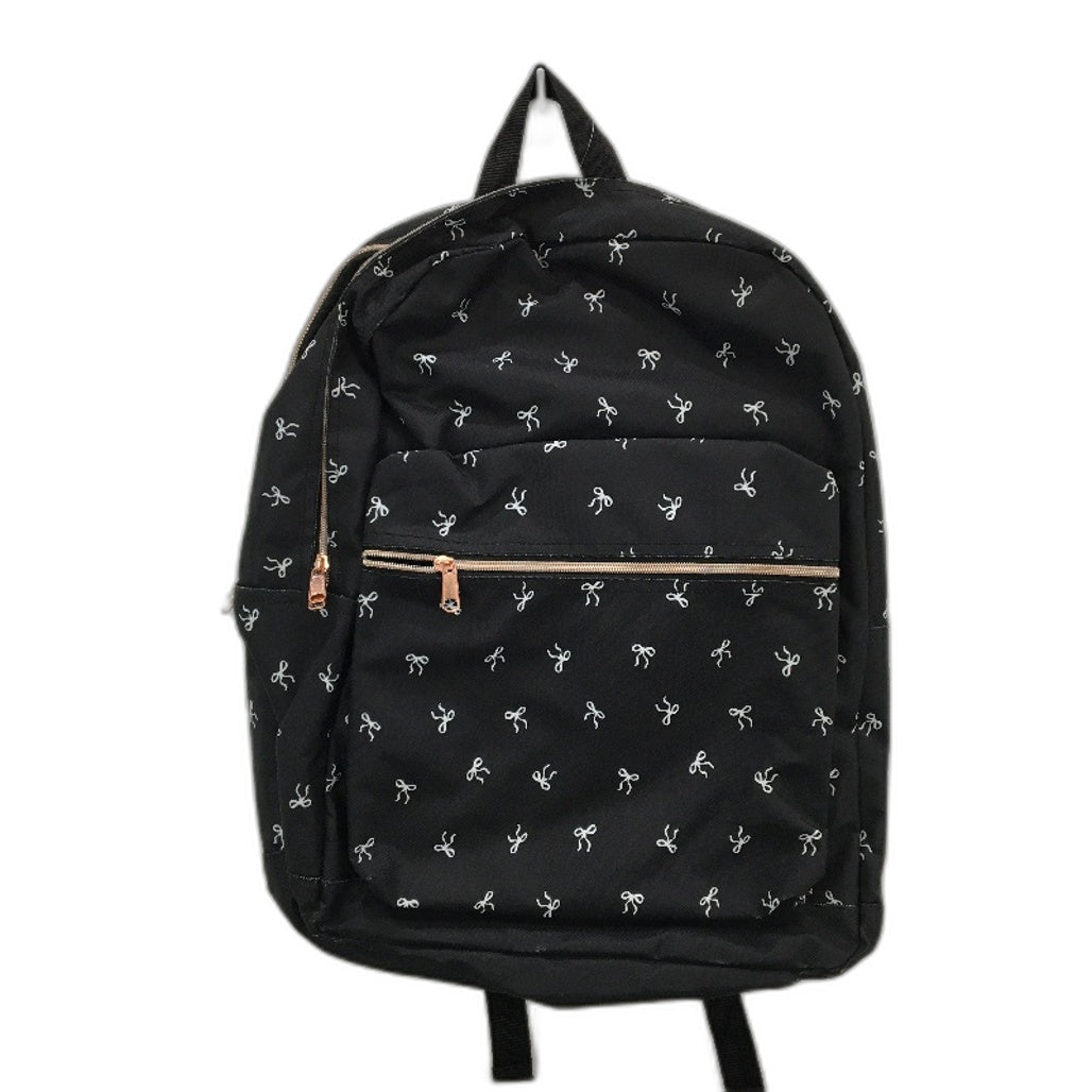 Travelway Black Mini Bows Multi Compartment Lightweight Rs Gold Zip Backpack NEW