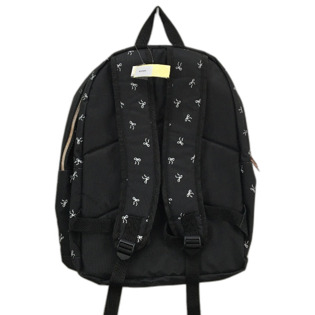 Travelway Black Mini Bows Multi Compartment Lightweight Rs Gold Zip Backpack NEW