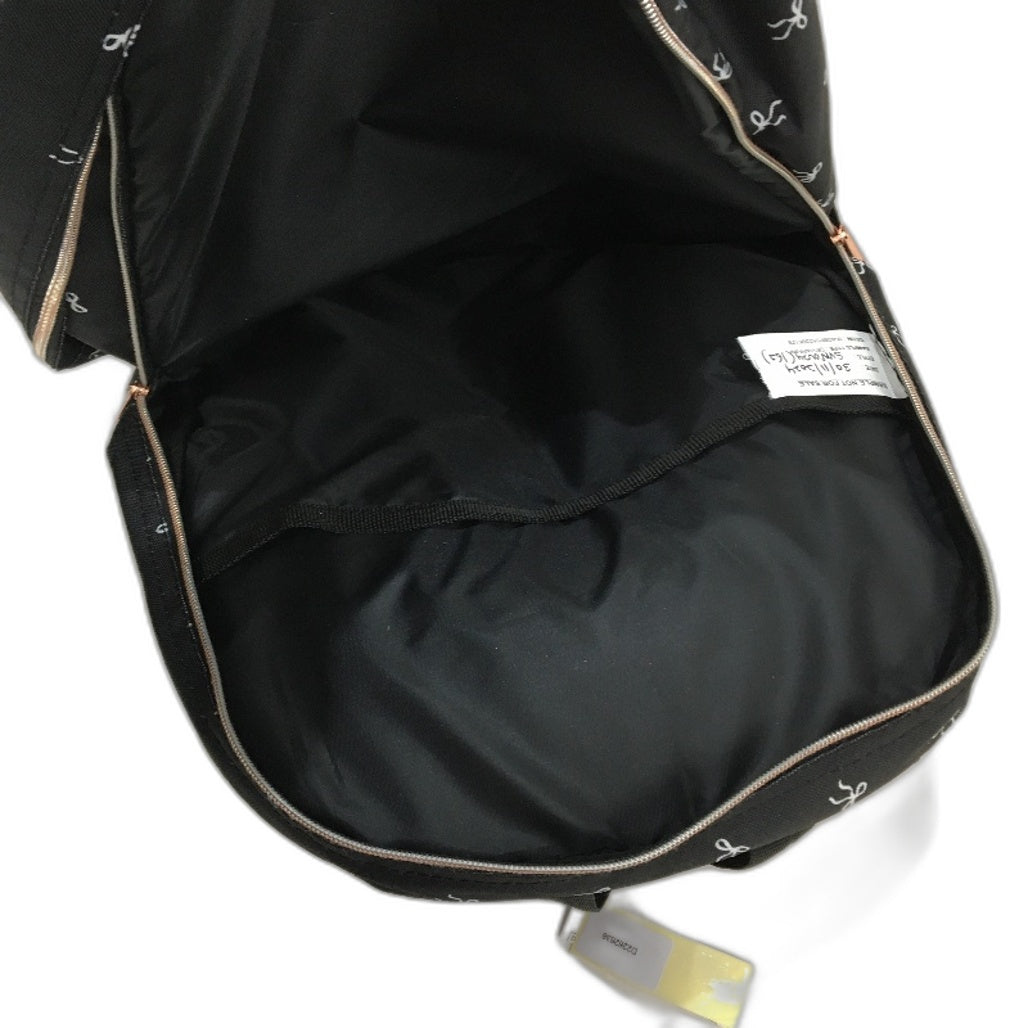 Travelway Black Mini Bows Multi Compartment Lightweight Rs Gold Zip Backpack NEW